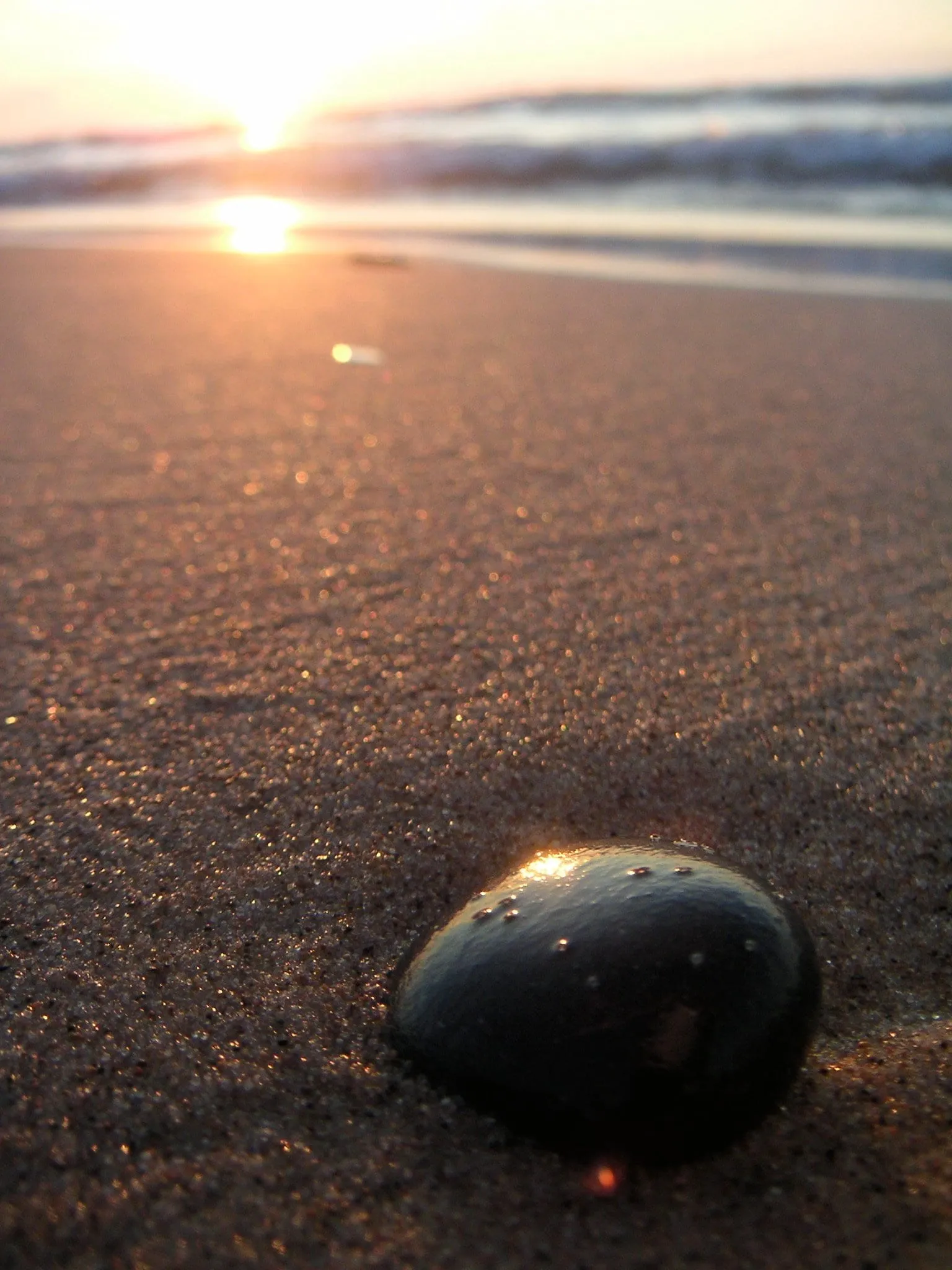 Beach stones up close on the Lake Michigan shore